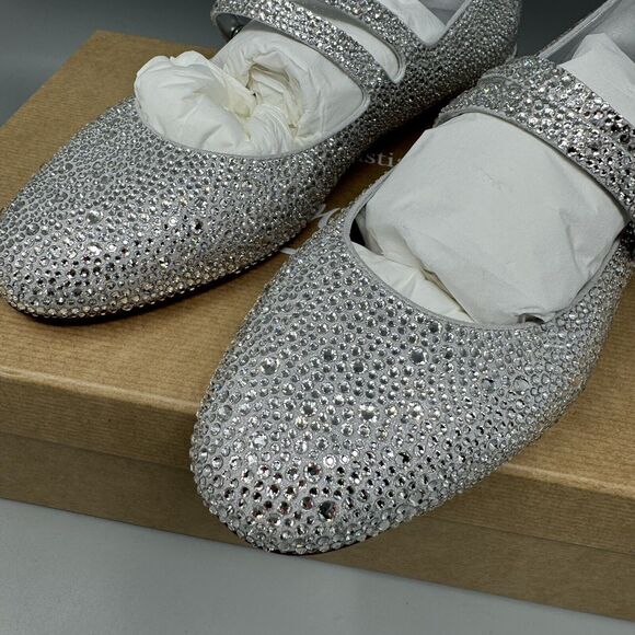 CHRISTIAN LOUBOUTIN MISS JANE STRASS CRYSTAL Flat Shoe Size EU 38.5/8.5 - Picture 5 of 16